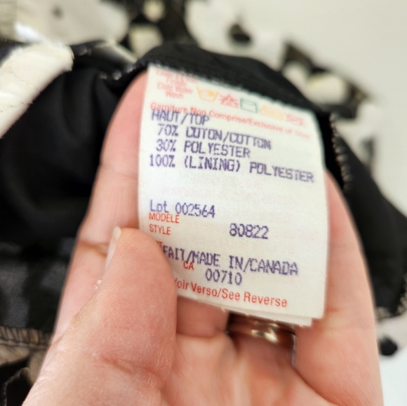 Joseph Ribkoff Black and White Floral Halter V-Neck Tank Zip-Front Acccent - Picture 4 of 4